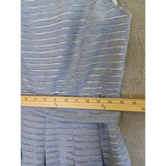 Tommy Hilfiger Dress Sz 6 Striped Pleated FitFlare Midi Periwinkle Wedding Guest - Picture 5 of 11